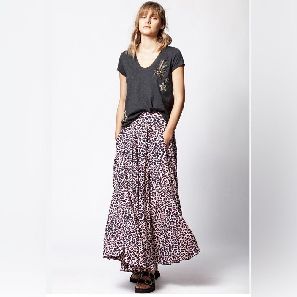 Zadig & Voltaire Joyo print Leo Flared Skirt animal print. Medium NWT